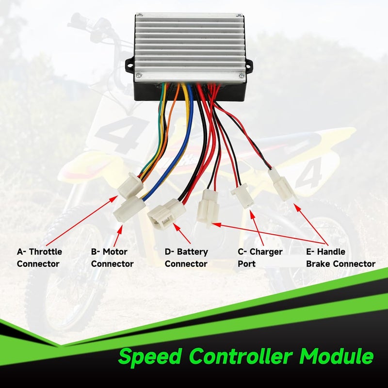 XIKOBY 36V Controller and Throttle Compatible with Razor MX500 MX650 Dirt Bike, Control Module and Twist Throttle Handlebar Grips Replacement for Razor SX500 Electric Dirt Rocket Quad EcoSmart Parts - Image 4